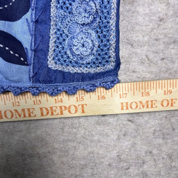 VTG Sandy Starkman Quilted Blue Patchwork Grandmacore Knit Vest Women’s Sz Small - Picture 9 of 16